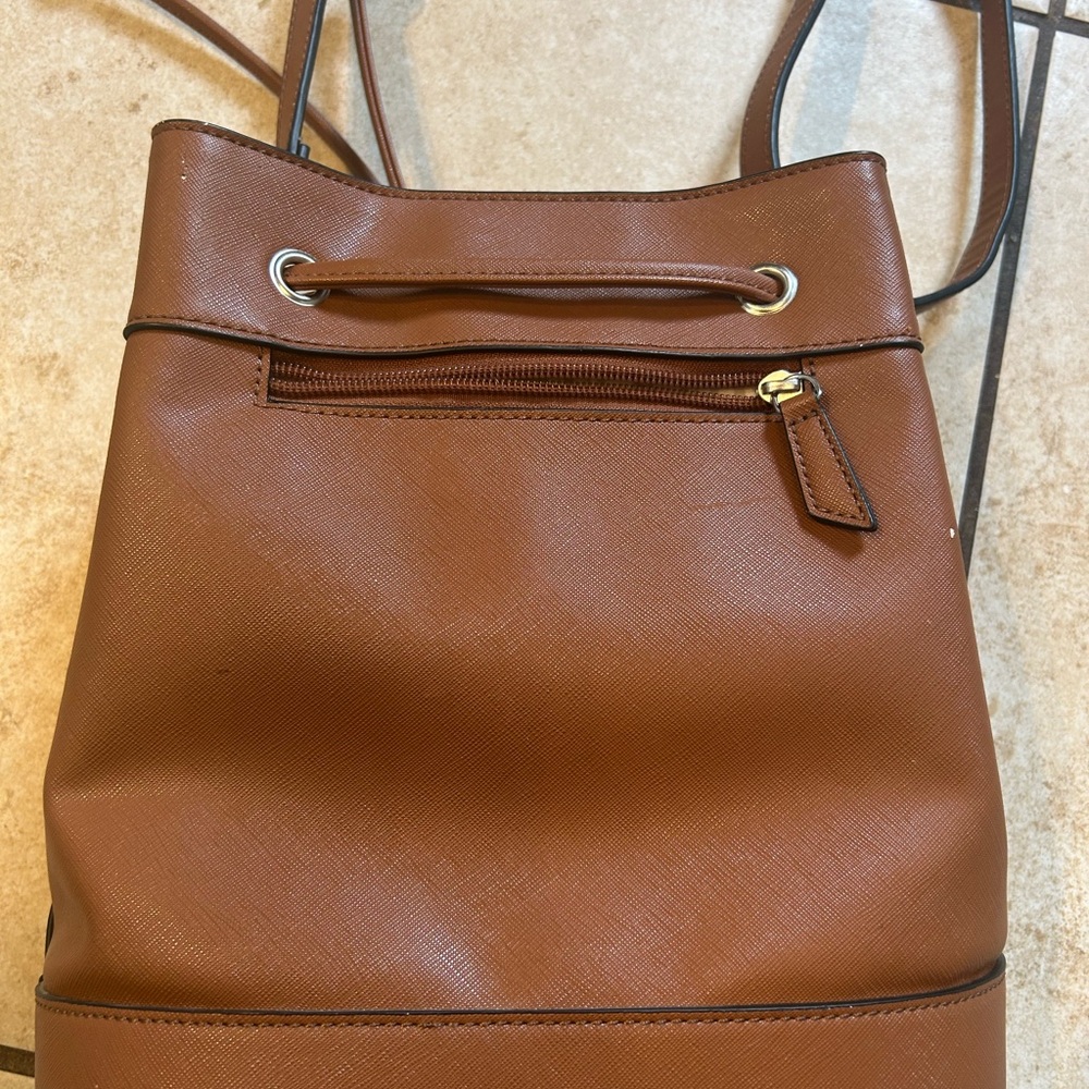 CHAPS Mini Bucket Bag - Brown Crossbody Tote - Picture 5 of 12